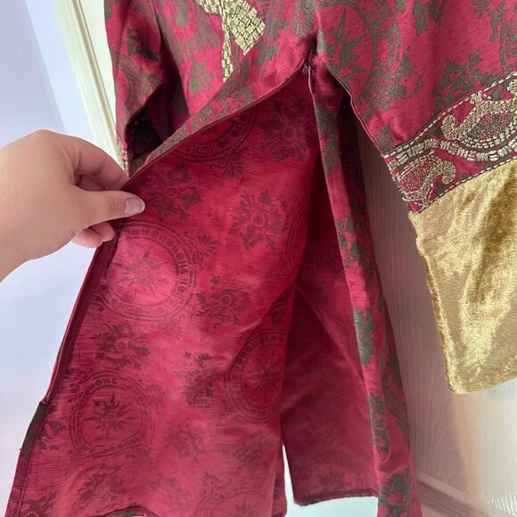 Tracy Porter Women’s Boho Brocade Tunic Top Burgundy Gold Size M Embellished - Picture 8 of 8